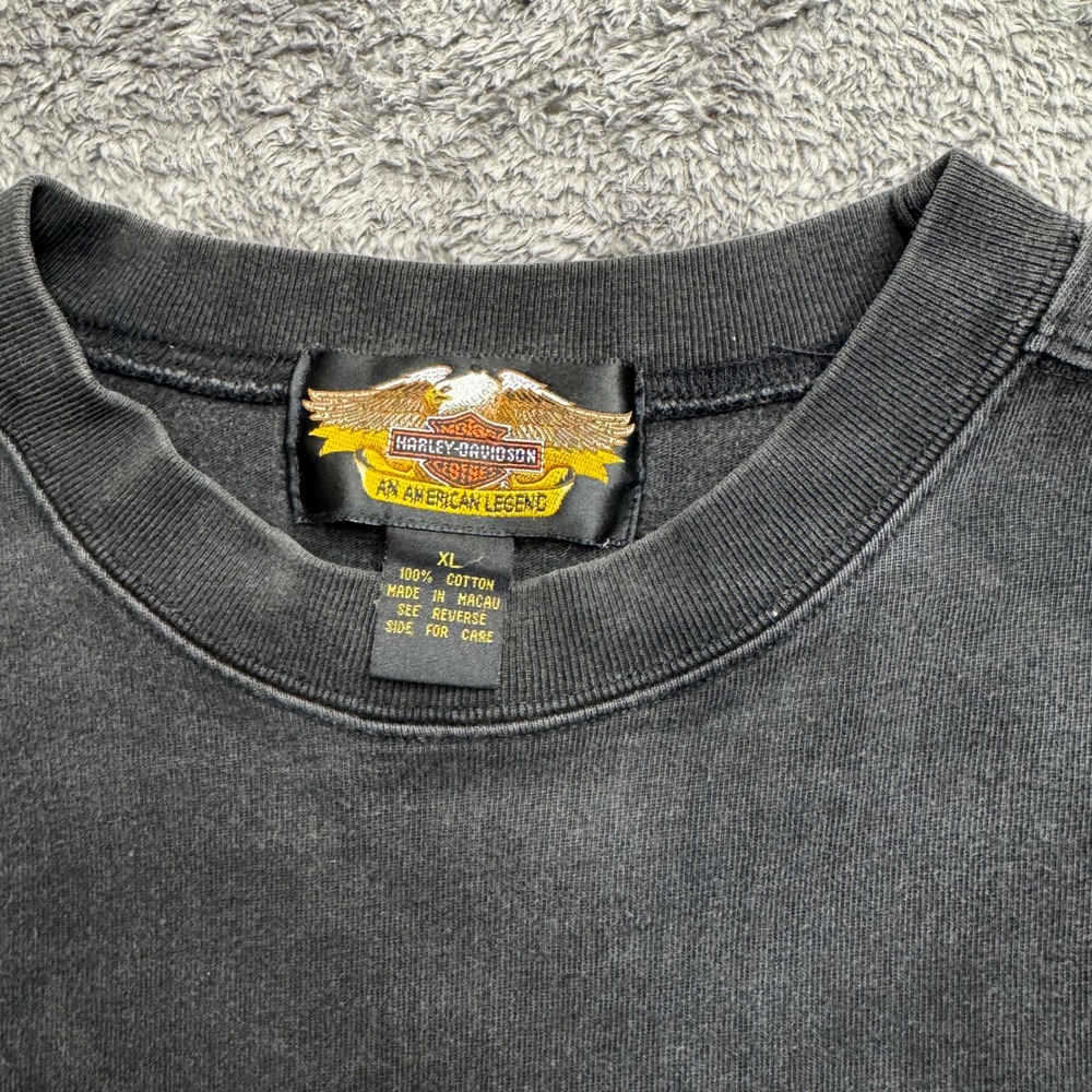Harley Davidson Vintage Faded Black Embroidered Sweatshirt Mens XL Crewneck - Picture 3 of 6